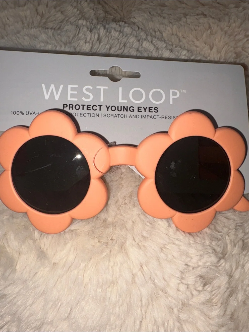 Coral and Blue Flower-Shaped Kids Sunglasses